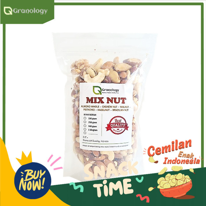 

Special Diskon Mix Nut 500 gram (Mede, Almond, Walnut, Hazelnut, Pistachio & Brazil Nut)