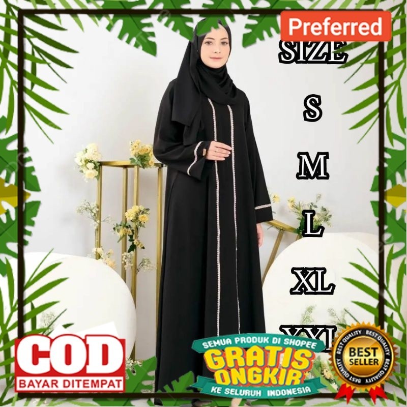 Gamis ABAYA HITAM Wanita Kekinian New Model Kekinian Terbaru 2021-2022 Lebaran kombi S M L XL XXL Ga