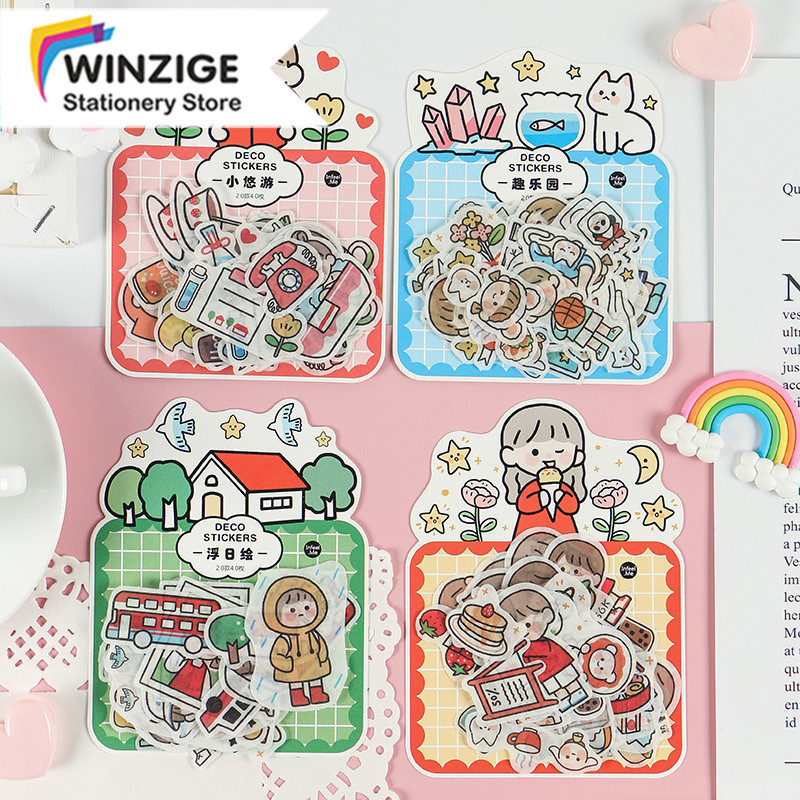 

Winzige 40pcs Stiker Lucu Stiker Kecil Lucu Dekorasi Sticker kartun Jurnal DIY Scrapbook Journal Deco Stickers Alat Tulis Stationery