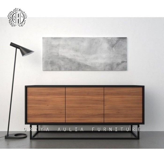 CREDENZA JATI MINIMALIS - BUFET TV KAYU JATI - KABINET TV MINIMALIS