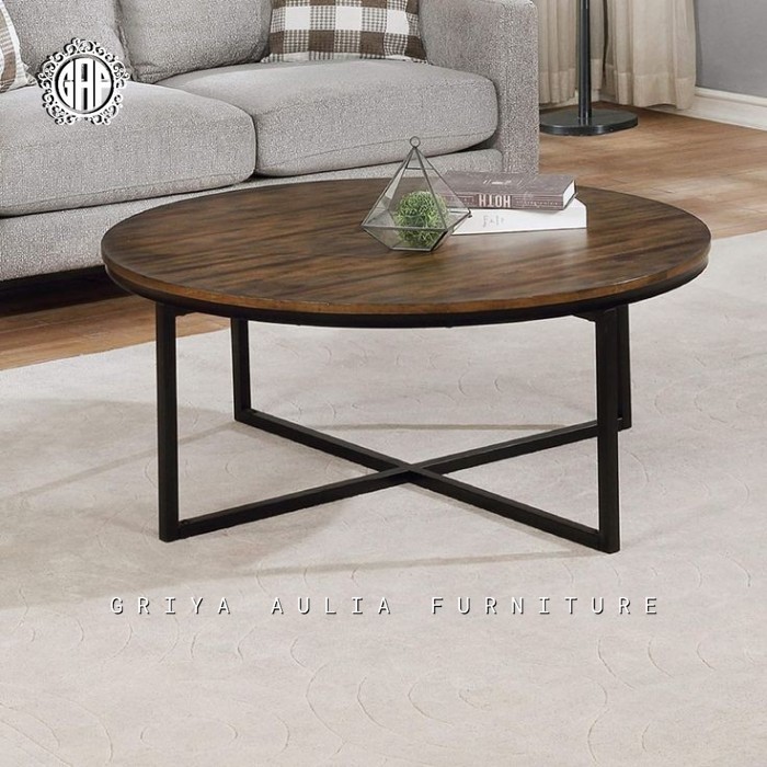 NESTING COFFE TABLE MINIMALIS - MEJA TAMU KAKI BESI - MEJA KOPI BUNDAR