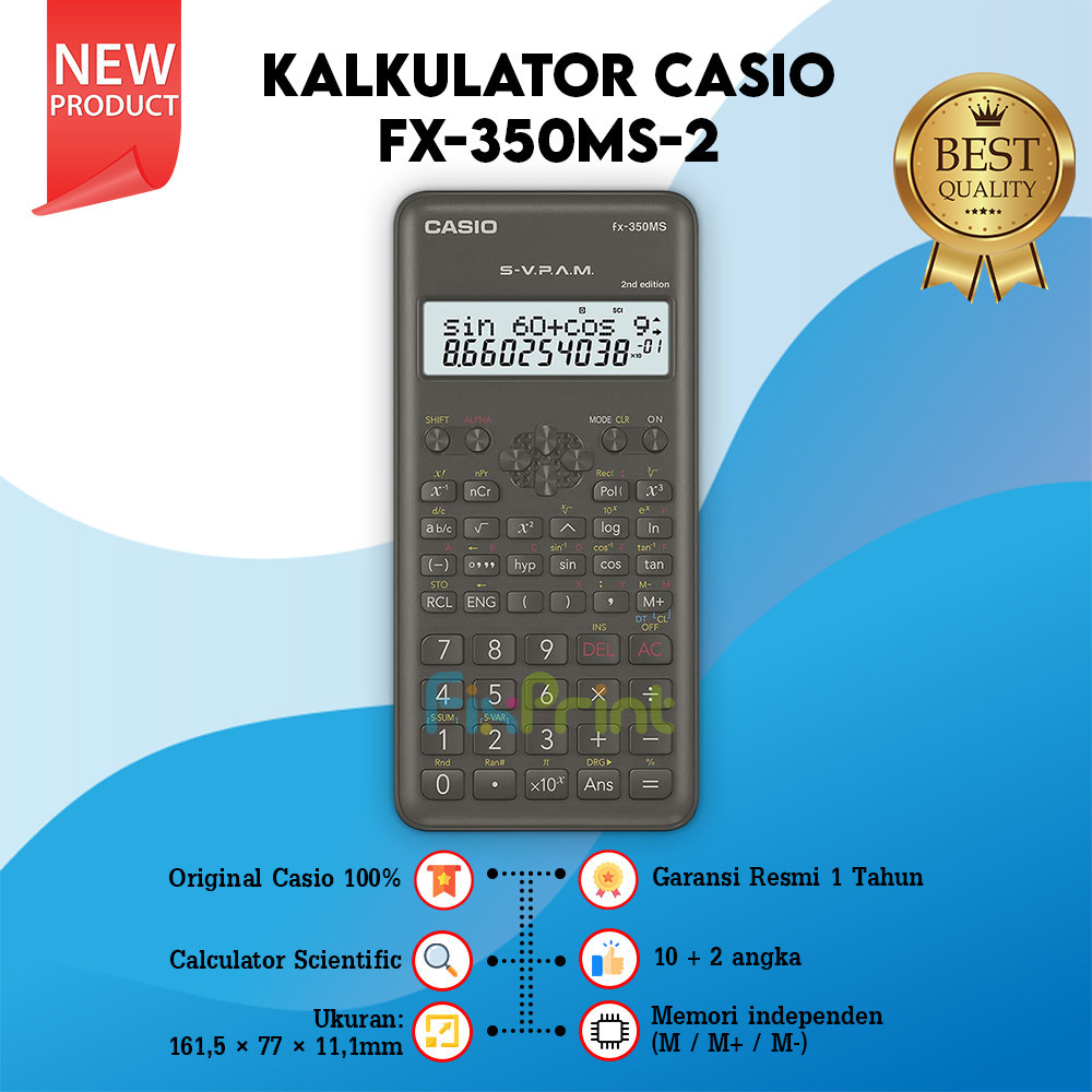 

Kalkulator Scientific Casio FX-350MS 2 Calculator FX 350MS 2 Ilmiah Standar New Original
