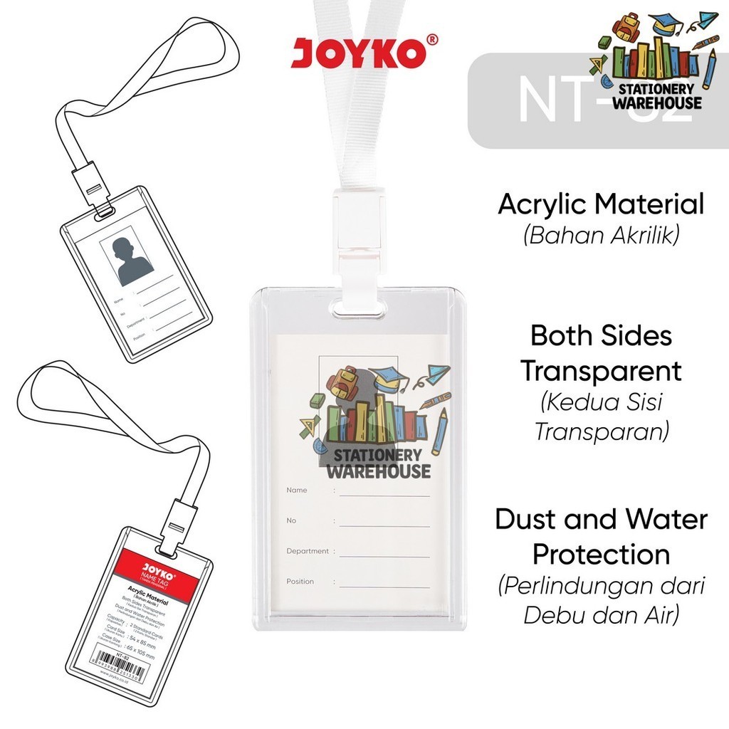 

Name Tag Acrylic NT-82 Tanda Pengenal Gantungan Kartu Nama Joyko