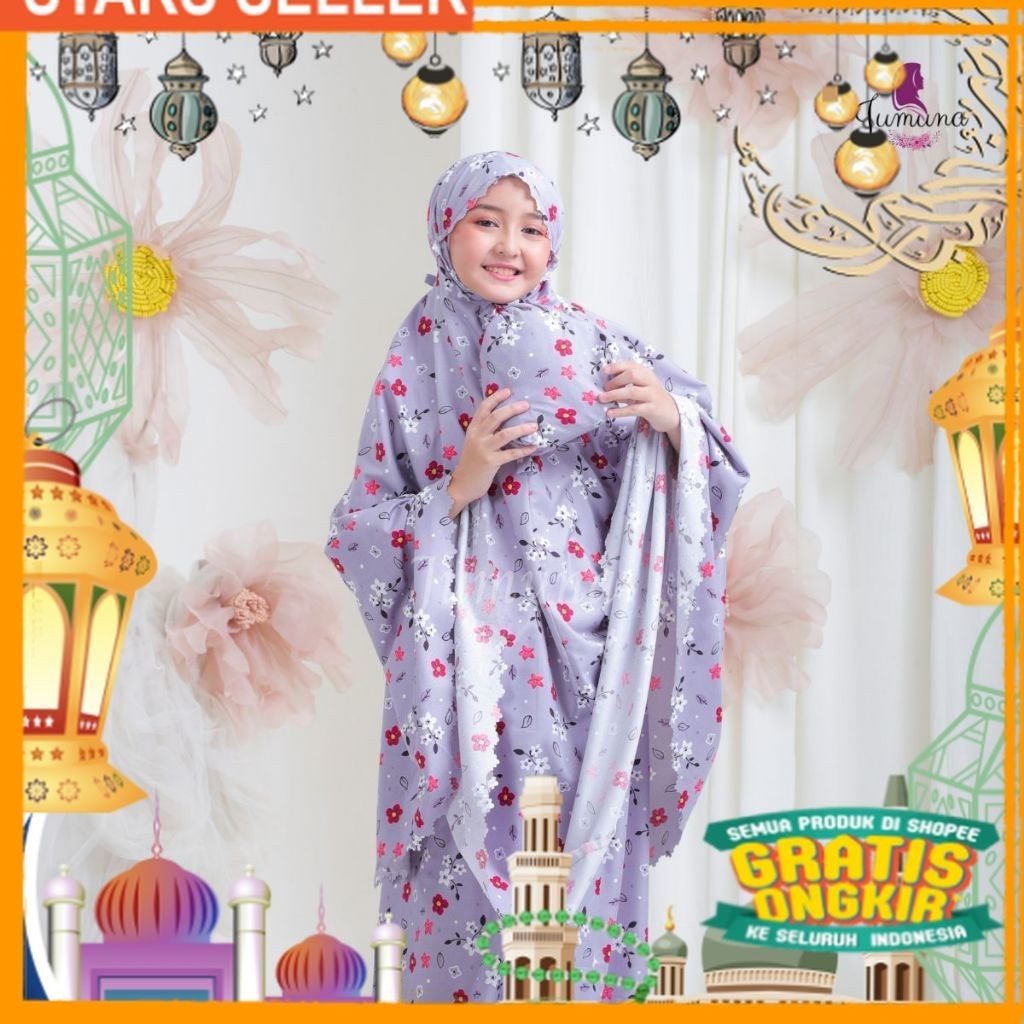 Jumuna - Mukena Anak Tanggung 2in1 Elise, Bonita Tanggung/ Pink Dusty Fanta Merah muda