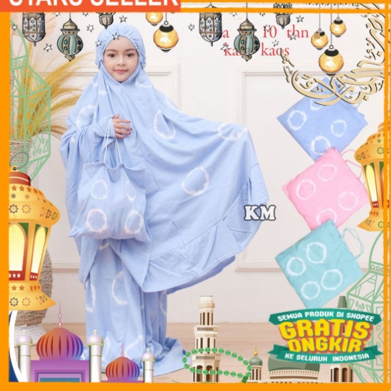 MUKENA ANAK BALITA 2 3 4 5 6 7 8 9 10 TAHUN MOTIF TIE DYE KATUN MUKENA KAOS KEKINIAN PAKAIAN MUSLIMA