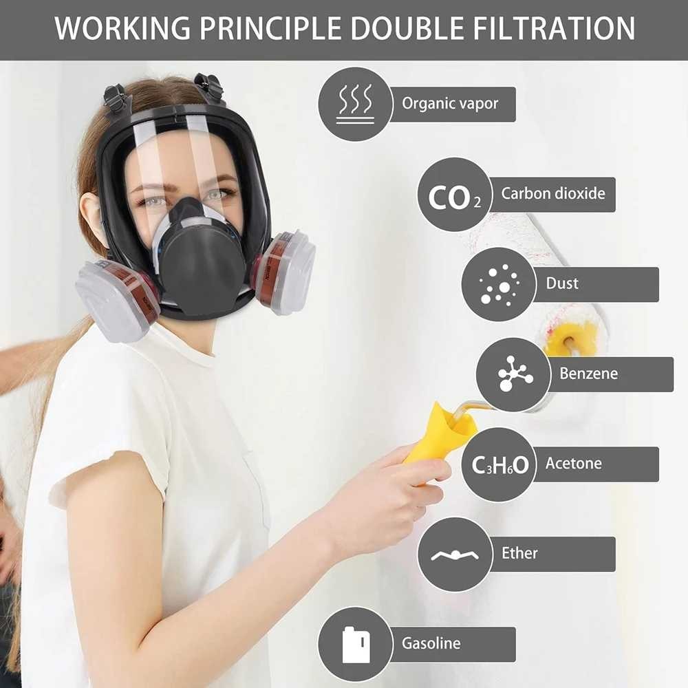 Masker Gas Respirator Full Face with Activated Carbon Filter 6001 | Masker Gas Respirator