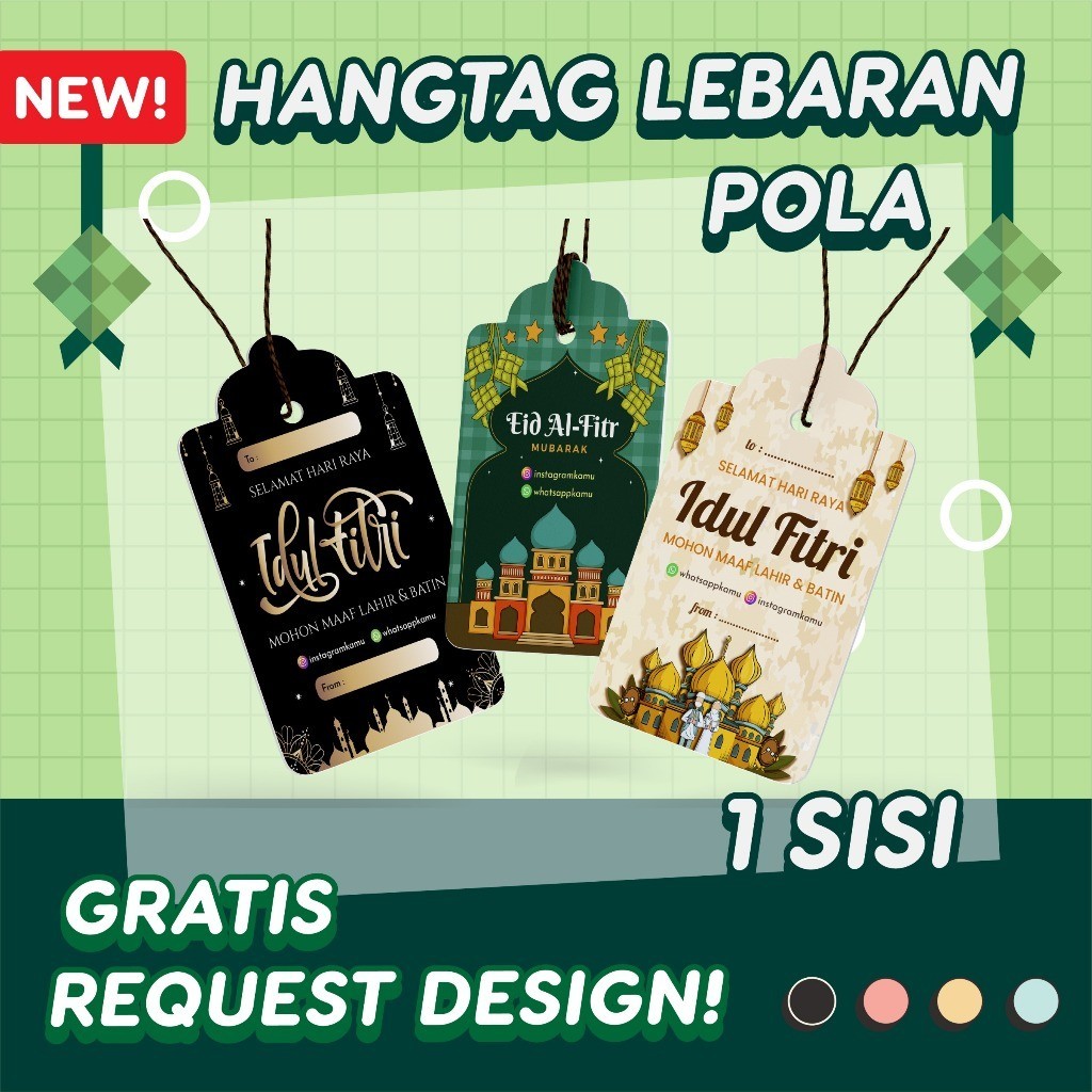 

Ready Hang Tag Lebaran Idul Fitri Custom Cutting Bentuk 1 Sisi | Label Hampers Free Design