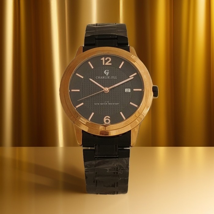 Jam Tangan Pria Charlie Jill Black Rose Stainless Steel