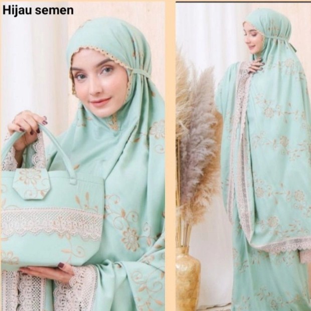 

promosi toko Mukena Dewasa Gracella Bordir Katun Rayon Premium Siti Khadijah - Hijau Semen