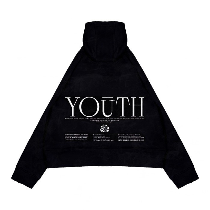 Moxie Sweatshirt Washed Unisex Youth Black Washed Hoodie Crop - m