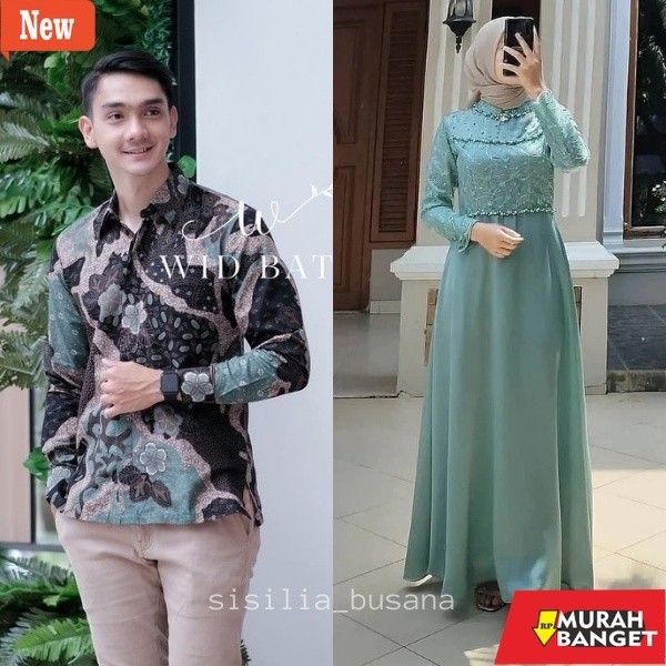 Gamis pesta- JUMBO XXL COD KEBAYA GAMIS COUPLE | GAMIS TIARA KINAN BROKAT VELVET KEMEJA BATIK KATUN 