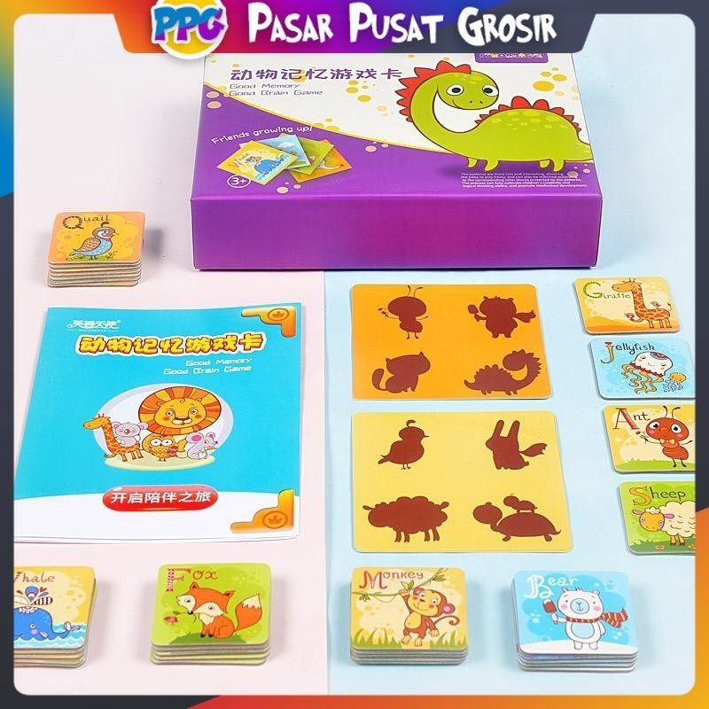 PPG - Puzzle Card Memory Card Brain Education Dino Game Mainan Daya Ingat Edukasi Anak Memory Game