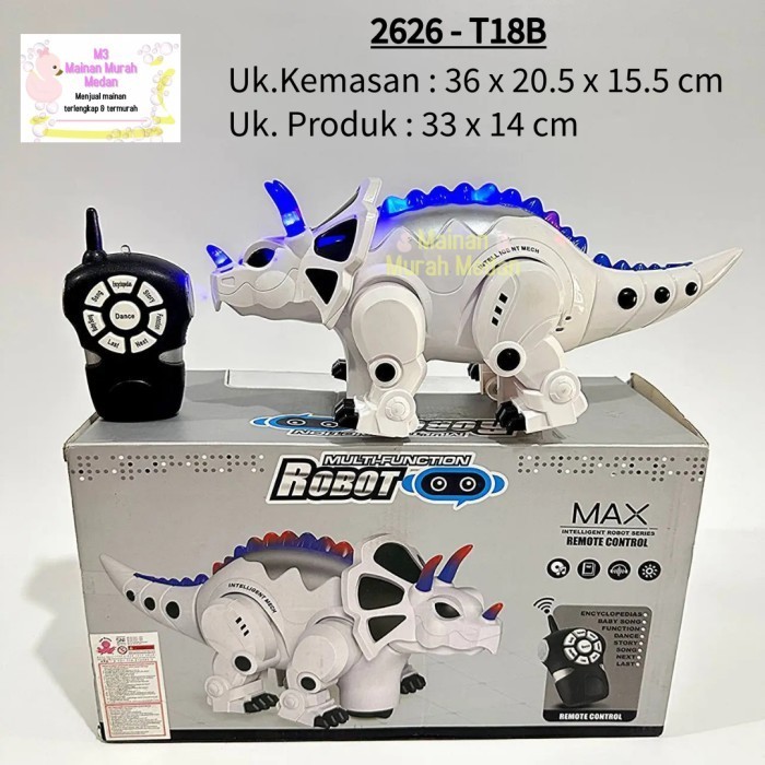 M3 - Mainan RC Robot Dino Inteligen Sound And Light 2626-T18B RC Dinosaurus