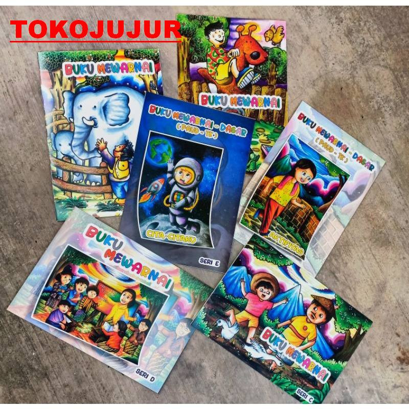 

ONELIVING Buku Mewarnai Anak Sketsa Manual Handmade Asli Bertema A4 Belajar Seri Dasar Sampai Mahir Best Coloring Sketch Book Playgroup TK SD