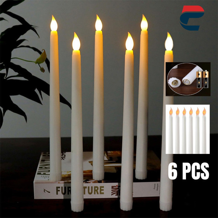 6PCS Lilin LED - Lilin Panjang Lampu Elektrik Lilin - Lilin Lampu
