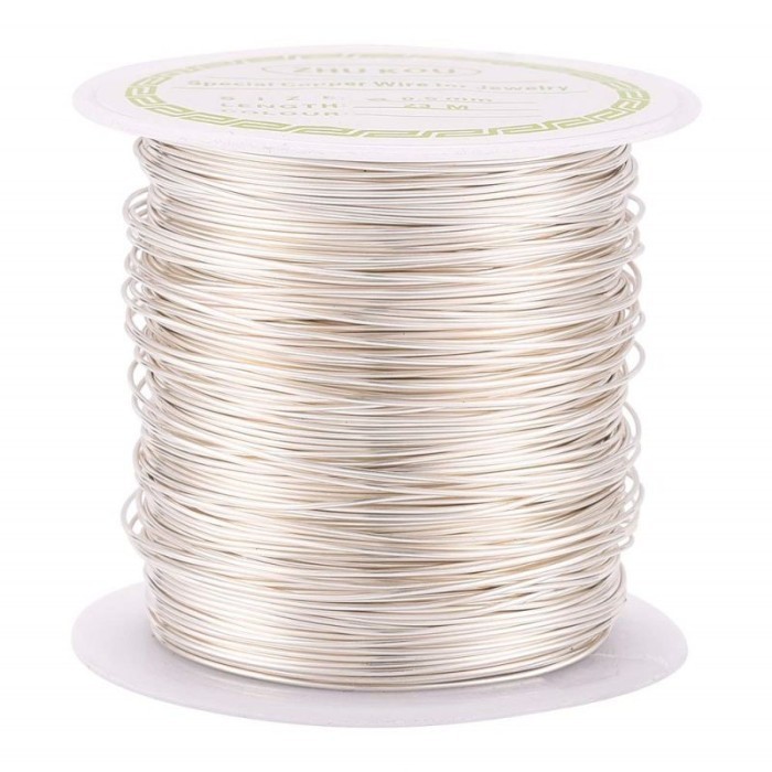 100m Tali Kawat Tembaga 0.3mm Tiger Tail Beading Wire Kawat Hias - Perak