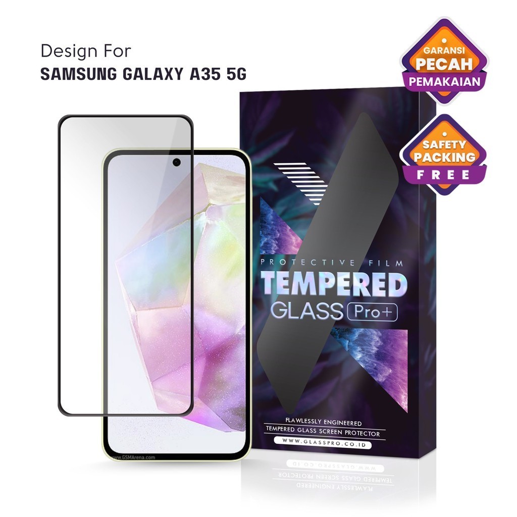 Premium Tempered Glass Samsung Galaxy A35 5G Full Cover - Anti Gores Kaca Screen Protector Screen Gu