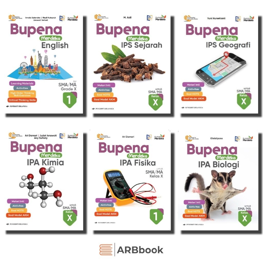 

BUKU SOAL BUPENA IPA FISIKA ,IPA KIMIA, IPA BIOLOGI, IPA SEJARAH,IPS GEOGRAFI,IPS SEJARAH,ENGLISH, ERLANGGA KELAS 10 SMA KURIKULUM MERDEKA