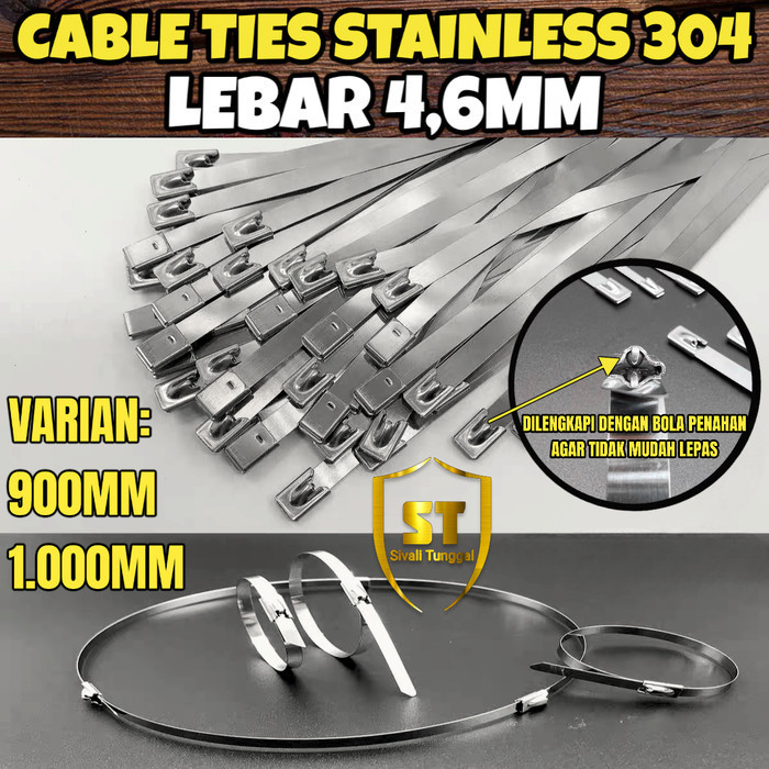 

KABEL TIES LEBAR 4,6MM STAINLESS 304 PANJANG 90/100CM TALI PENGIKAT