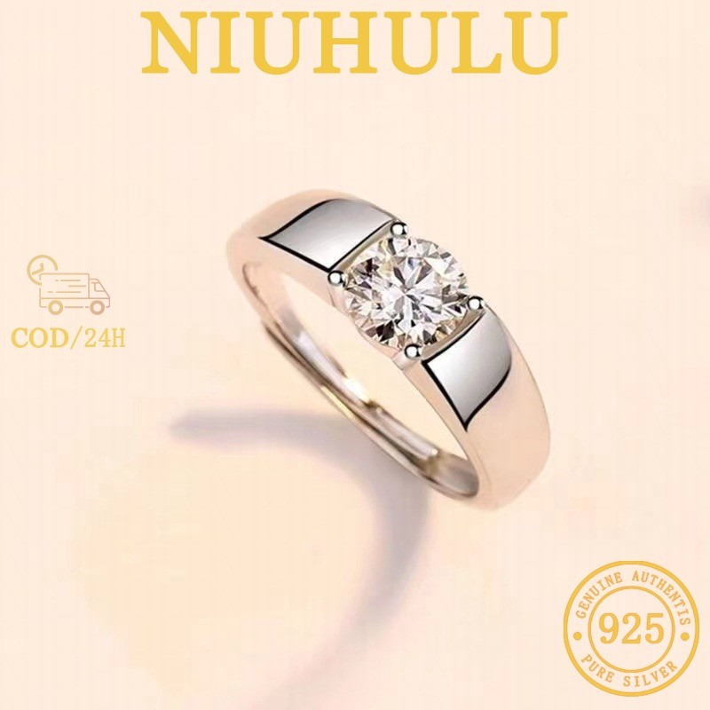 Pt950 Platinum 2 Carat Moissanite Ring Cincin Pernikahan Pria