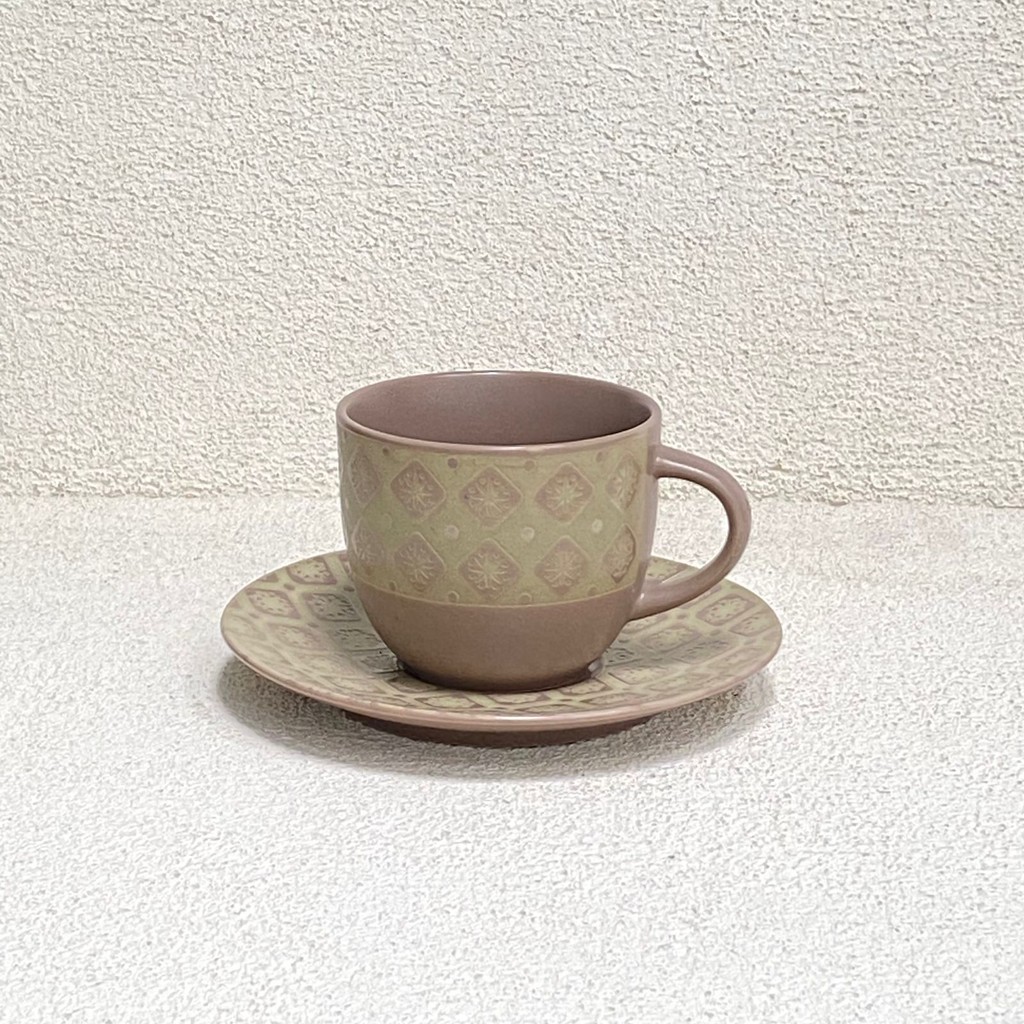Taupe Diamond Cup and Saucer