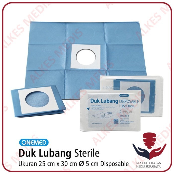 Duk Sterile 25X30 50X50  D5 90X90 D7 100X100 D8 Lubang 5cm 7cm 8cm p3k Bolong Steril Disposable Kain