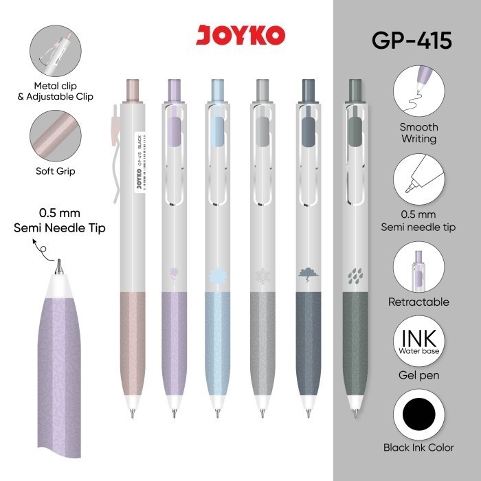 

Gel Pen GP-415 Pulpen Pena Joyko Jumbo Refill Gel 0.5 mm
