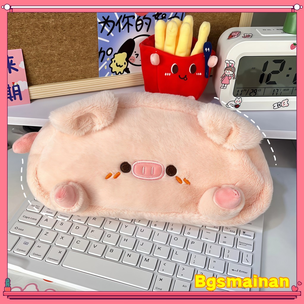 

[COD] Pink Piggy Cartoon Pencil Case Tas High -Value Student Large -kapacity Pencil Box Bag Tas Teks