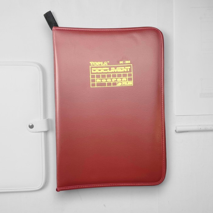 

[BUY NOW] Map Dokumen Keeper Map File Resleting Kulit Anti Air Isi 60 Lembar - Merah Maroon