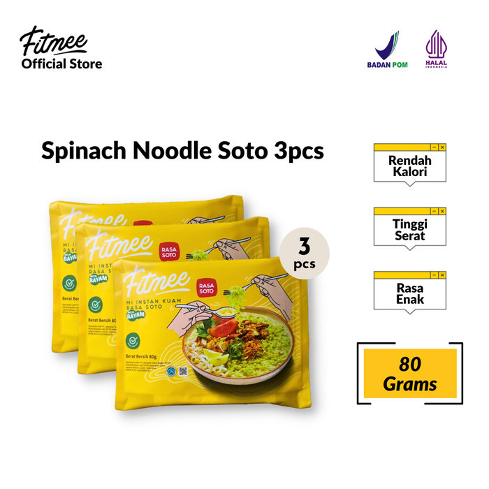 

Fitmee Mie Instan Bayam Soto 80 Gr Isi 3 pcs