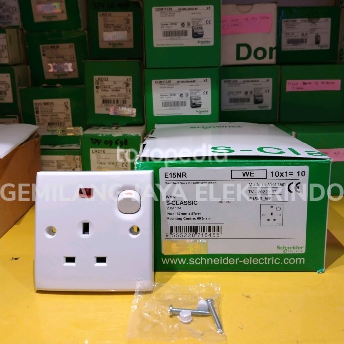 SCHNEIDER S-CLASSIC E15NR STOP KONTAK AC KAKI 3 CLIPSAL SNI ORIGINAL