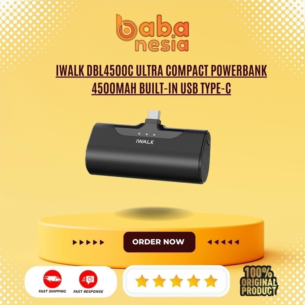 IWALK DBL4500C Ultra Compact Powerbank 4500mAh Built-in USB Type-C