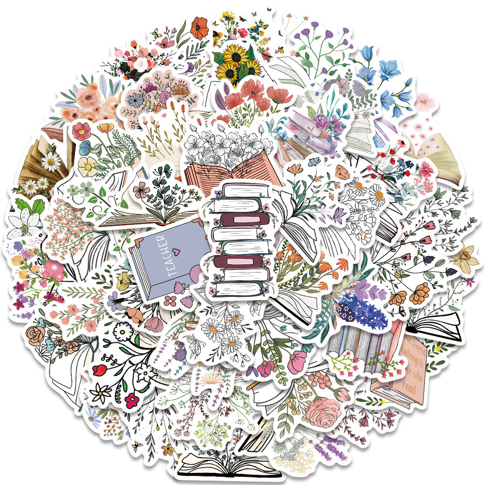

10/30/50PCS Flower In The Book Cartoon Graffiti Sticker Children Gift Decoration Laptop Waterproof Decaltoyhelmetguitarwholesale