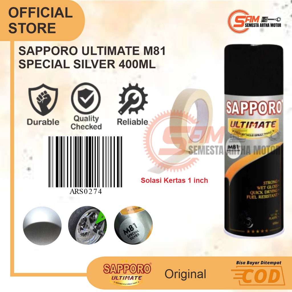 

Pilox Sapporo Ultimate Special Silver M81 Cat Semprot Pilok Metal Plastik Aerosol Spray