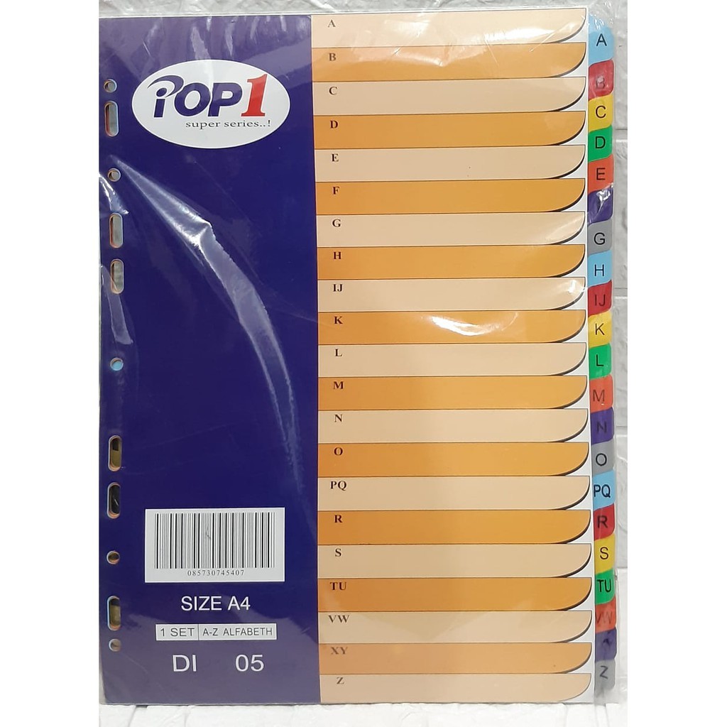 

DIVIDER / PEMBATAS ORDNER / INDEX POP 1 ABJAD A-Z A