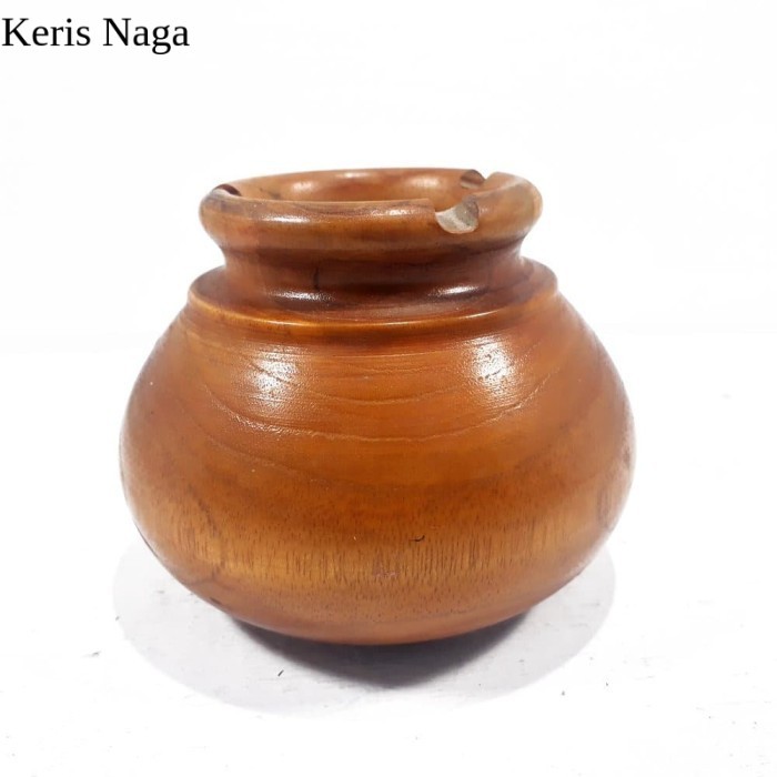 Asbak Rokok Bentuk Gentong Antik Kayu Jati LSF9