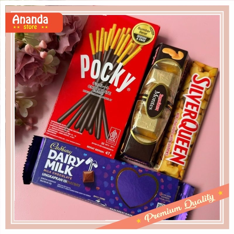 

Hampers murah Keren Promo Diskon / Tambahan Hampers Coklat Silverqueen SQ Cadburry Pocky