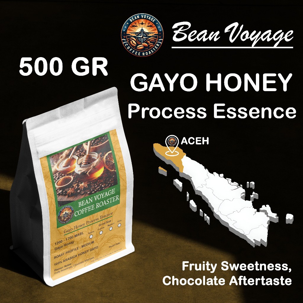 

Bean Voyage Biji Bubuk Kopi Arabika Gayo Honey Specialty Roast Beans Full Arabica Coffee 500g