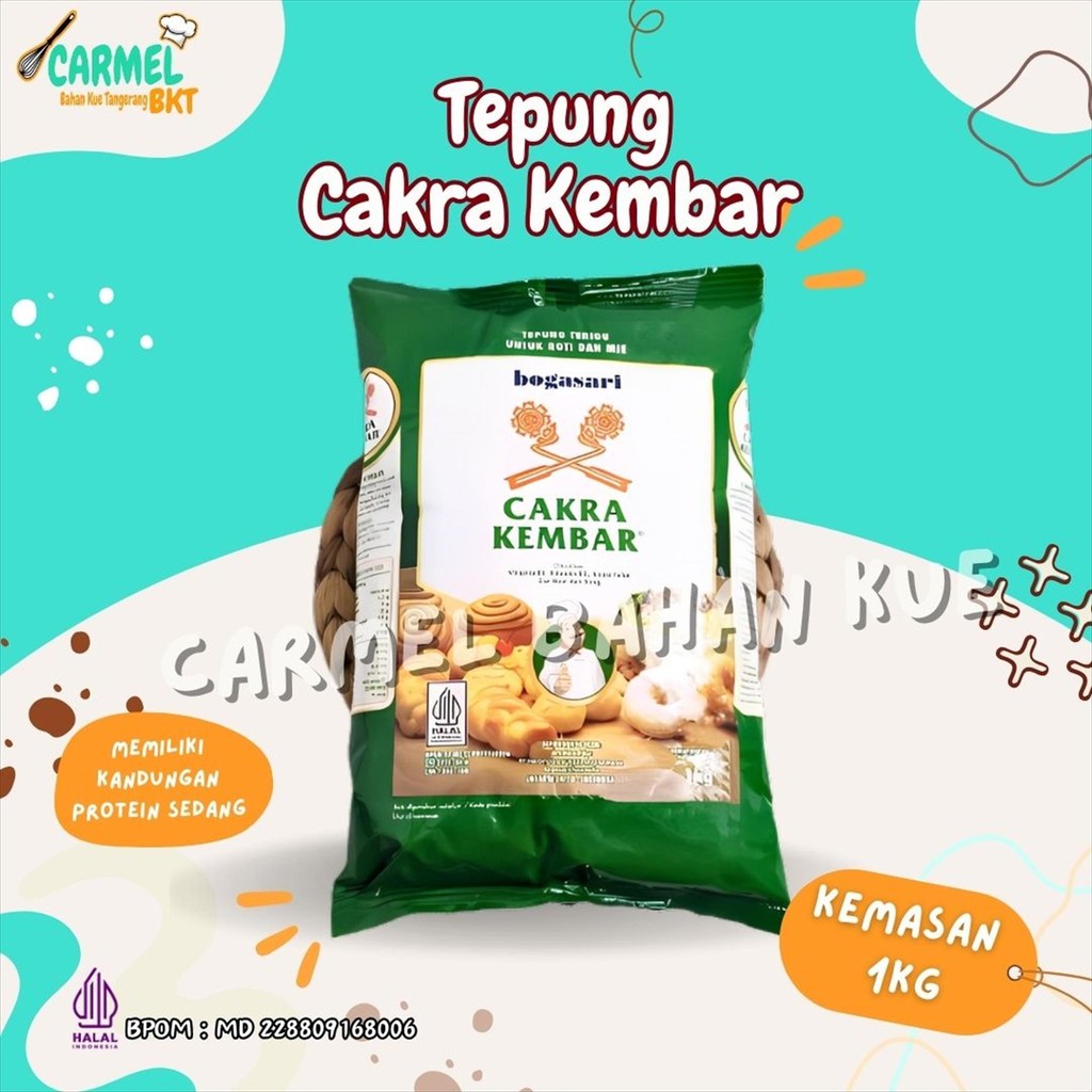 

Terigu Cakra Kembar 1kg - Tepung Bogasari Premium