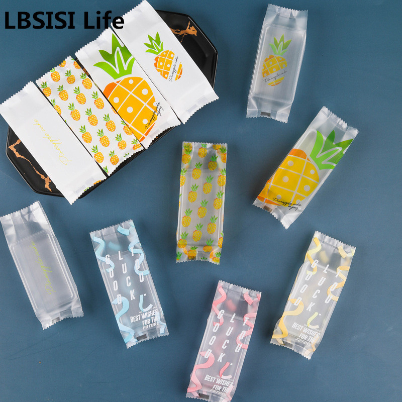 

LBSISI Life Pineapple Cake Plastic Bags Chocolate Dessert Nougat Candy Cookies For Birthday Wedding Party Packing,100pcs