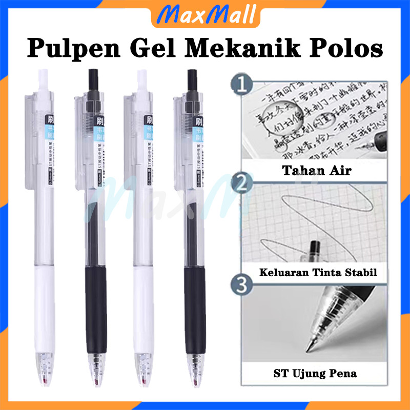 

Pulpen Hitam Ink Simple Pen White Black Mekanik 0.5mm Aesthetic Pen Ballpoint Mekanik Gel Pen Pen Lancip