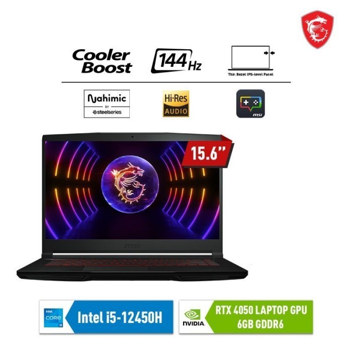 Laptop Gaming MSI GF63 Thin-498ID/i5-12450H/8GB/SSD 512GB/RTX 4050 6GB