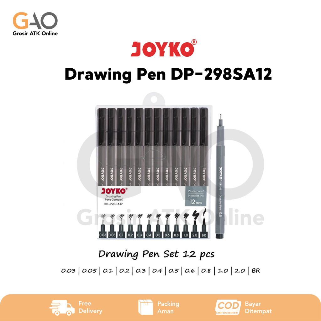 Drawing Pen Pena Gambar Joyko DP-298 Waterproof Pigment Ink