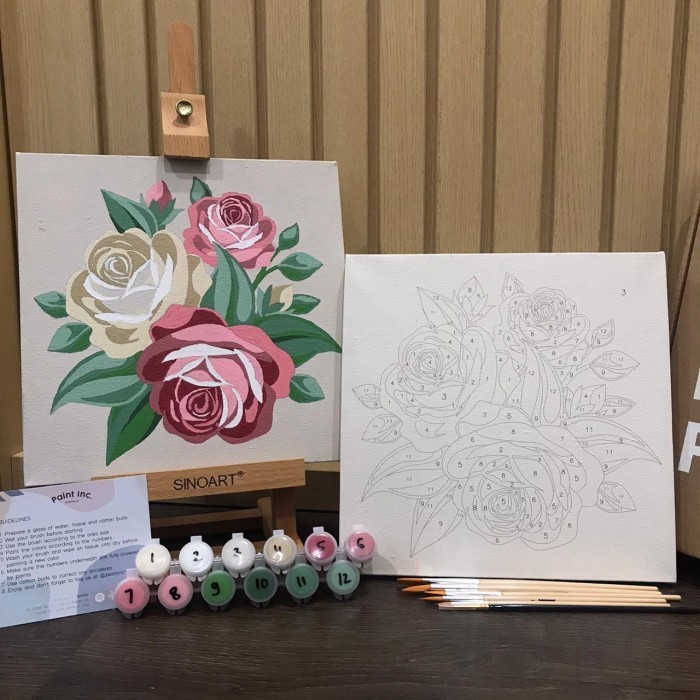 

Paint by Numbers Kit: Rose | Valentine Painting Kit | Gift |Hampers - DENGAN KUAS