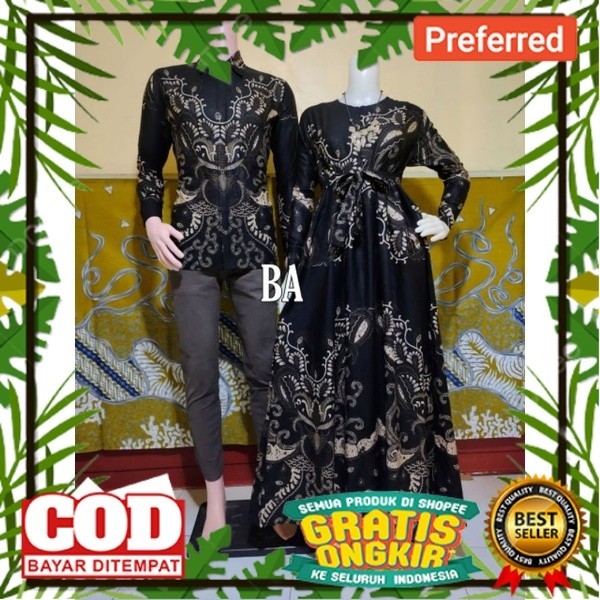 batik gamis couple pasangan terbaru.baju batik couple pasangan kekinian baju batik terbaru// BATIK M