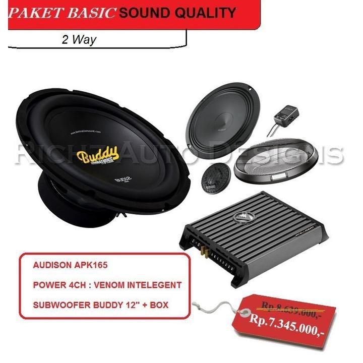 paket audio mobil, speaker Audison + ampli Venom + Subwoofer Buddy