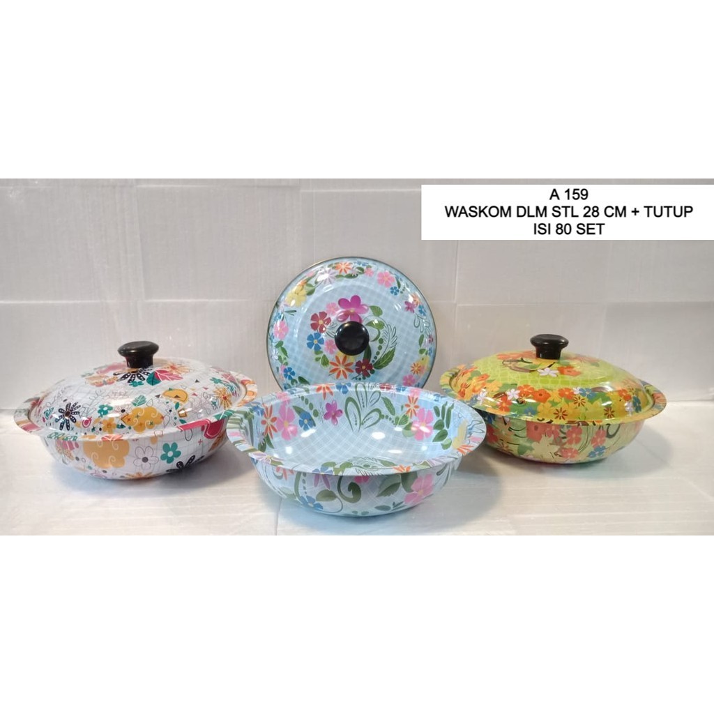 DREAMLAND  BUNGA  BASKOM BESAR MOTIF BUNGA  BASIN FLOWER + TUTUP 28 CM