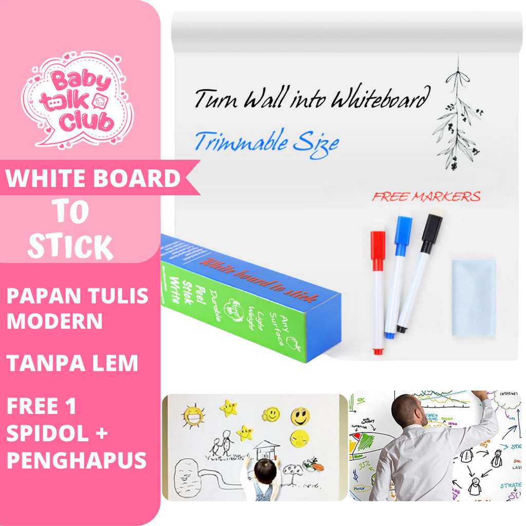 

White Board WhiteBoard Free Spidol Stiker Papan Tulis Anak Wallpaper Wall Sticker Z\2