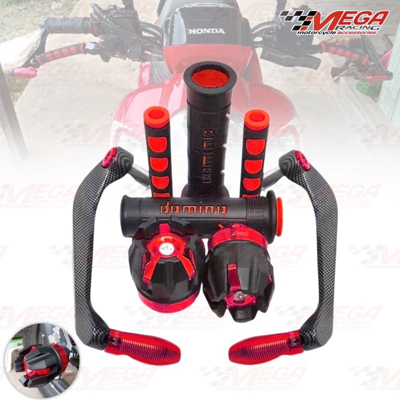 [PAKET 4IN1] Proguard Carbon sabit + Jalu as roda + Handgrip domino + Karet Handle Rem Domino