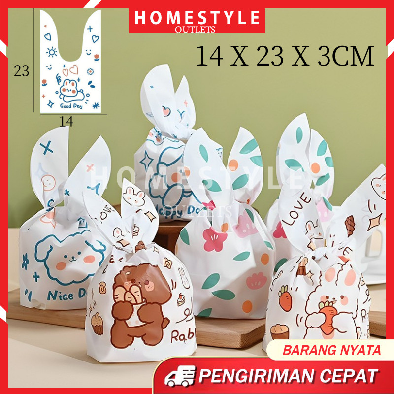 

50Pcs Bunny Plastic Bag Plastik Rabbit Kawaii Souvenir Bag / Plastik GoodieBag Karakter Motif / Goodie Bag Ulang Tahun Anak